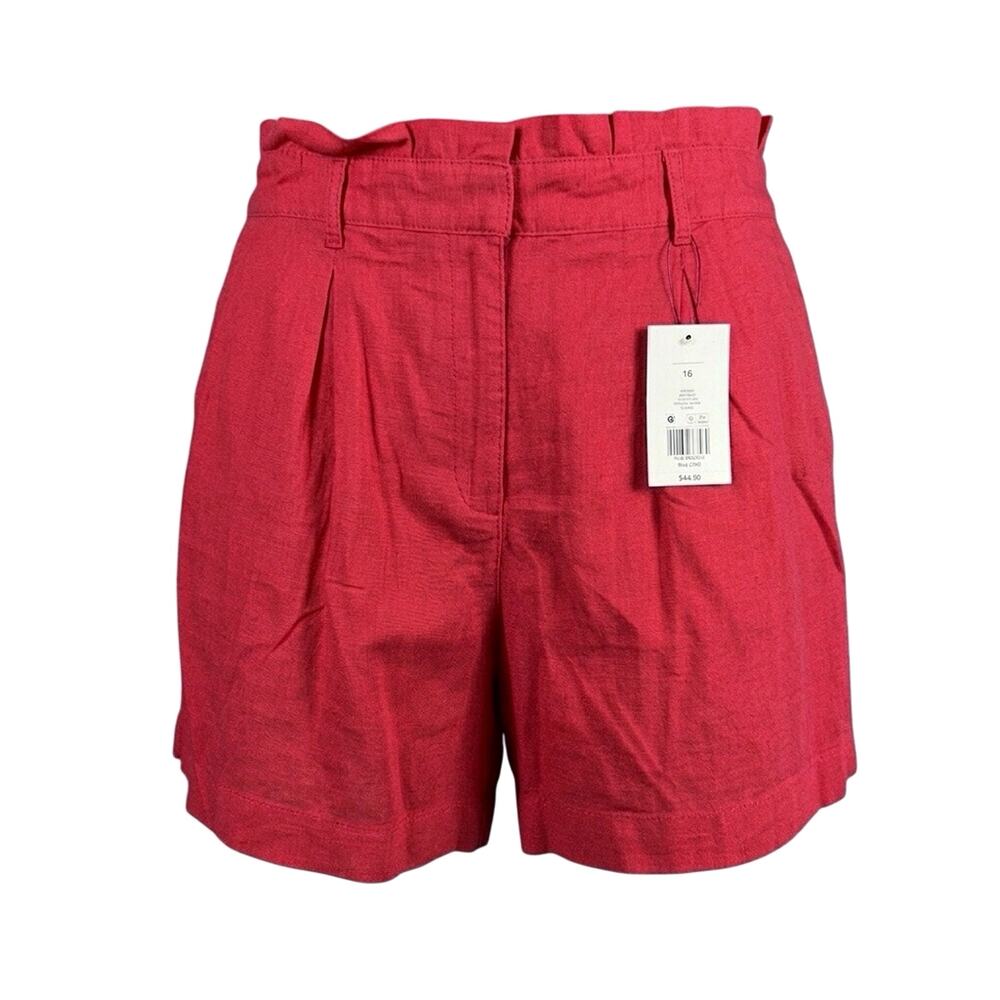 Crown & Ivy Shorts Size 16 Pink Linen Blend High Rise NWT Coastal Barbiecore